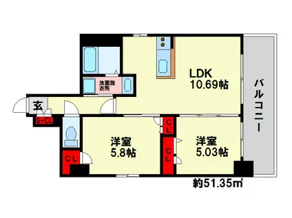 LINKS M(2LDK/6階)の間取り写真