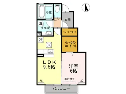 メルベーユ大和(1LDK/1階)の間取り写真