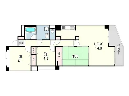 ステイツ神戸青谷・城の下通(3LDK/3階)の間取り写真
