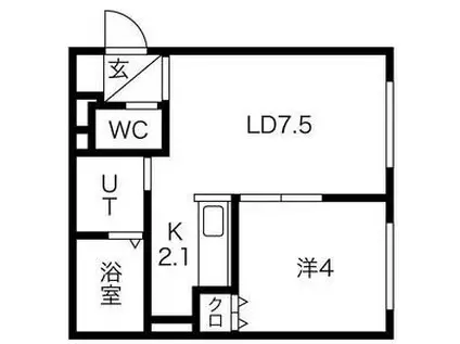 AURA(1LDK/2階)の間取り写真