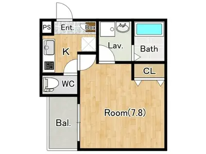 ジーメゾン千葉長洲フィオーレ(1K/2階)の間取り写真