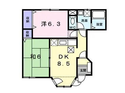 メゾンソレイユI(2DK/1階)の間取り写真