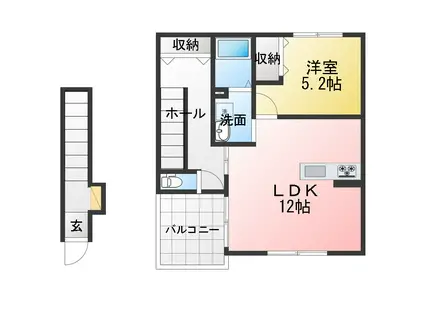 WATT HOUSE(1LDK/2階)の間取り写真