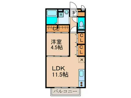 シューペリア(1LDK/1階)の間取り写真