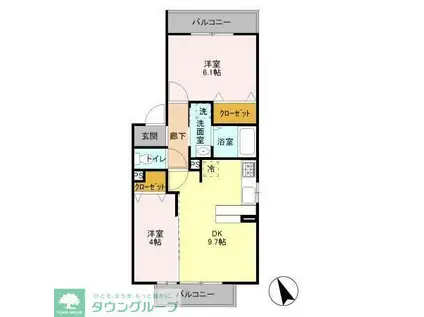 ウィット(2DK/2階)の間取り写真