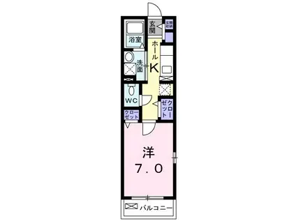 ルッチェ北山(1K/4階)の間取り写真