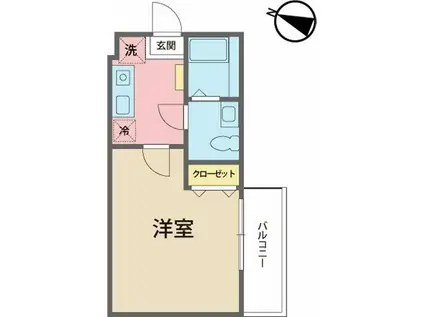 ピアージュ南(ワンルーム/1階)の間取り写真
