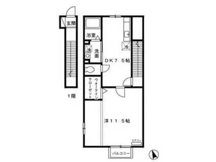 S・FLAPAWAY(1DK/1階)の間取り写真