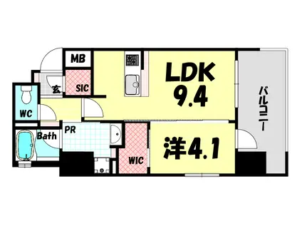 エステムコート新神戸II駅前山手(1DK/12階)の間取り写真