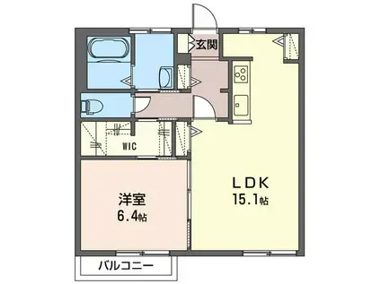ハイツエンデュランスB(1LDK/2階)の間取り写真