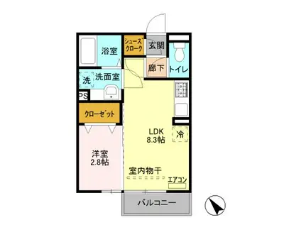 プレシャス上大島II(1LDK/2階)の間取り写真