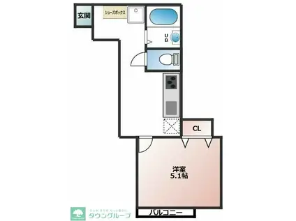 PMZ希望ヶ丘(1K/2階)の間取り写真