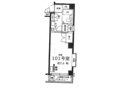 トータスマンション保土ヶ谷(1K/1階)の間取り写真