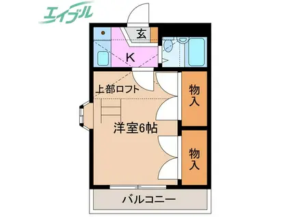 北浜町アパート(1K/1階)の間取り写真