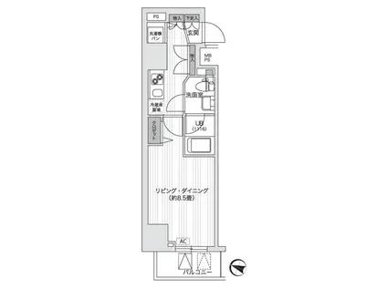 PRIMAL GOTANDA プライマル五反田(1K/4階)の間取り写真