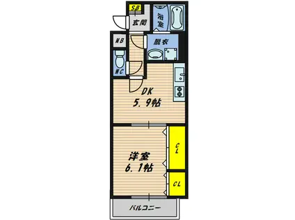 ヌーベルコート(1DK/5階)の間取り写真
