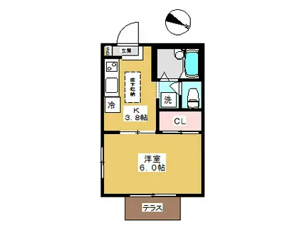 コーポラスサンキ(1K/1階)の間取り写真