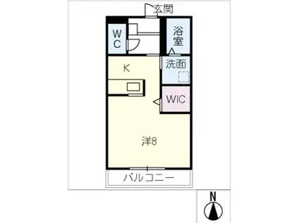ジュネス八ツ面A棟(1K/1階)の間取り写真