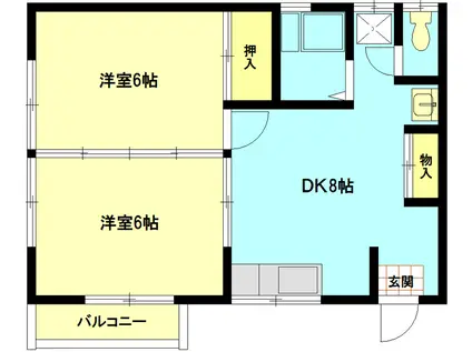 サンクレスト(2DK/2階)の間取り写真