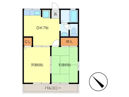 サンライズ四季(2DK/2階)の間取り写真