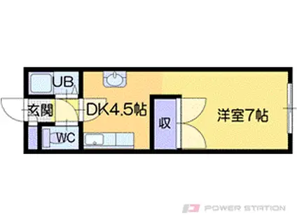 ベルハイム大谷地(1DK/4階)の間取り写真