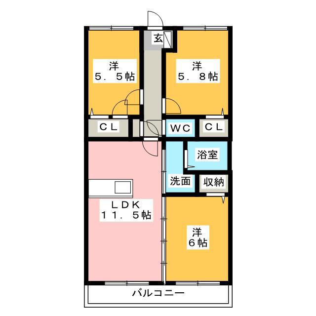 フェリッシモ(3LDK/3階)の間取り写真