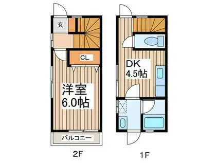 フラットピオニー(1DK/1階)の間取り写真