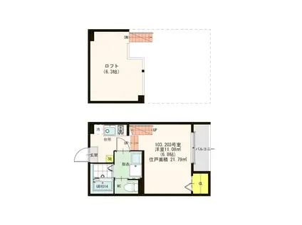 リアンスピカ(1K/2階)の間取り写真