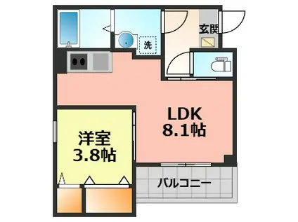 ジーメゾン清須ゼニエス(1LDK/2階)の間取り写真