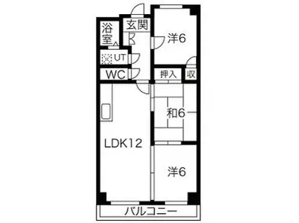 第2高杉マンション(3LDK/3階)の間取り写真