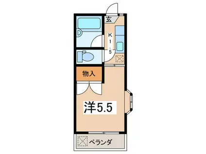 マンションかおり(1K/2階)の間取り写真
