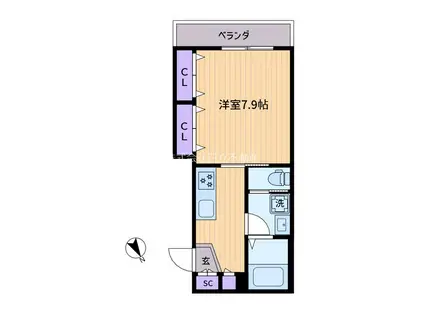 ラルゴ笹塚(1K/2階)の間取り写真