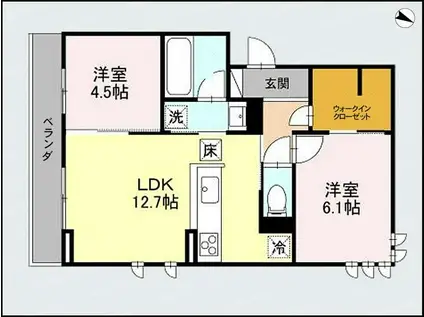D-ROOM上所中(2LDK/3階)の間取り写真