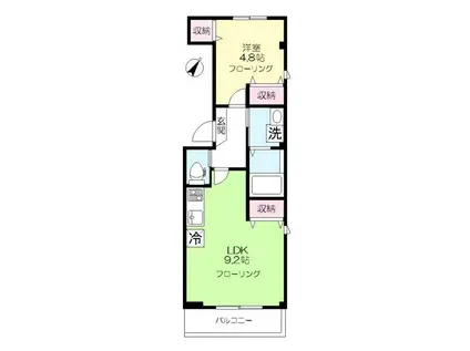 コラージュ玉川(1LDK/2階)の間取り写真