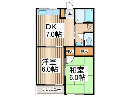 パレス南林間(2DK/1階)の間取り写真