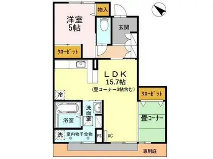 アグリーブルIII(1LDK/1階)の間取り写真