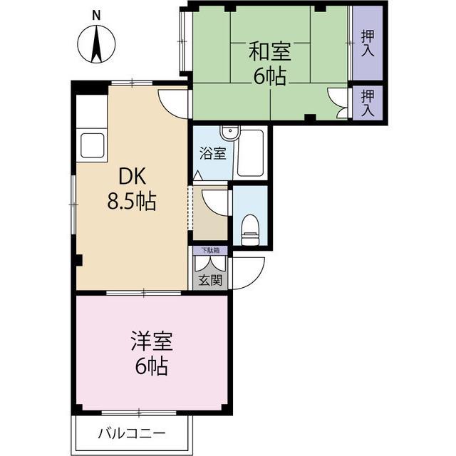 エーデルハイム戸田(2DK/2階)の間取り写真