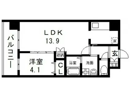 インフィルドIII(1LDK/9階)の間取り写真