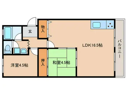 ボナール西井(2LDK/2階)の間取り写真