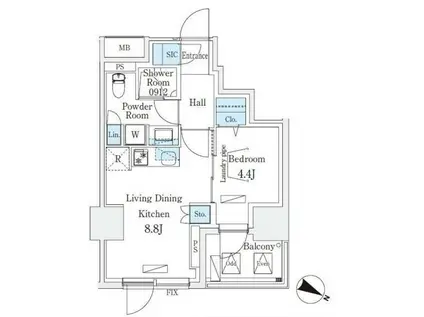 アーバンブリーズ恵比寿(1LDK/7階)の間取り写真