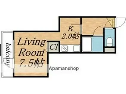 メゾンにれの樹(1K/5階)の間取り写真