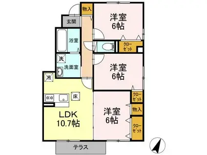 ブランハウス AB(3LDK/1階)の間取り写真