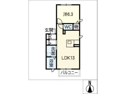 プレミアス大喜(1LDK/2階)の間取り写真