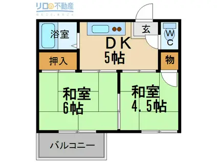 ラフォーレ一本松(2DK/1階)の間取り写真