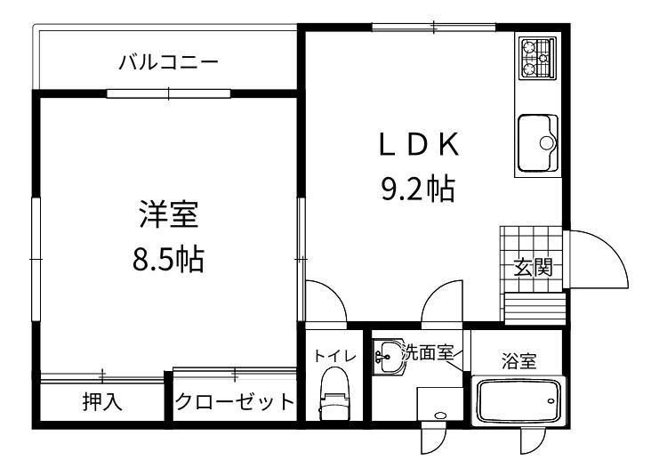 マジェスティックマンション吹上(1LDK/1階)の間取り写真