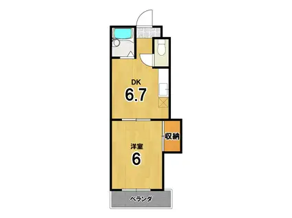 パパス永楽(1DK/2階)の間取り写真