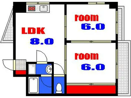 サンライズ舟入川口町ビル(2DK/5階)の間取り写真