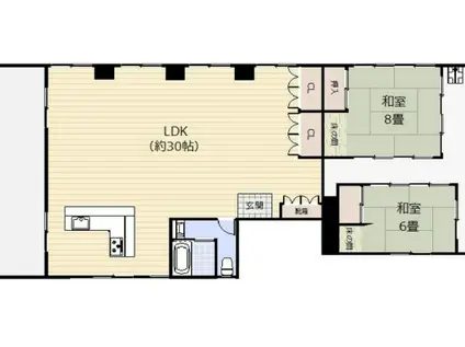 樫山ビル若葉荘(2LDK/3階)の間取り写真
