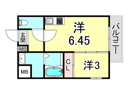 コートデイジー(1DK/3階)の間取り写真