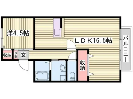 タデノハイツ(1LDK/2階)の間取り写真